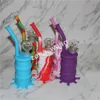 Narghilè colorati Bong in silicone con tubo dell'acqua in silicone con downstem in vetro dab rig Barilotto per dab rig in silicone con giunto da 14 mm