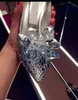 2018 nya mode kvinnor högkvalitativa cinderella kristall skor brud rhinestone bröllopskor med blomma äkta läder stor liten storlek 33 till40