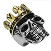 Mens Skull Ring Biker Skull Cross Crown Gothic Gold Color Ring Band Rvs Zilveren Zwarte Mode Hip Hop Ring Sieraden
