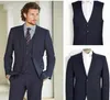 2018 Nouveau bleu marine Tuxedos Formels Costumes Hommes Costume De Mariage Slim Fit Business Groom Suit Set S-4 XL Robe Costumes Tuxedo Pour Hommes (Veste + Pantalon)
