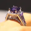 Victoria Wieck Luxury Jewelry 925 Sterling Silver Round Cut Amethyst Cz Diamond GemStones New Women Wedding Corwn Band Ring för LO2865