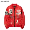 Aolamegs Jacket Men Print Plus Size Stand Collar Bomber Jacket Fashion Casual Outwear Men's Coat Bomb Baseball Jackets New