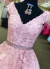 Charmante tule Appliques prom jurk elegante roze tule formele prom jurken riemelende riem lange tule kanten roze avondjurk