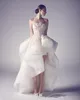 Krikor Jabotian High Low Beach Holiday Wedding Dreess Custom Make Strapless Lace Floral Ruffles Skirt 신부 리셉션 웨딩 드레스