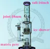 Glass Water Bong hookah Recycler Oil Rig 4 Rocket Perc Bubbler Dab 16" inches Functional Ice Catcher Hookahs Pipe Beaker