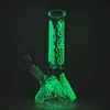 Bongs de vidro quentes com padrão de água-viva Cachimbos de água plataformas de petróleo Copo de tubo reto Bong Dab Rig Canos de água que brilham no escuro GID04