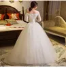 Real Photo Abito da sposa 2017 Autunno Mezza Manica Boat Neck in pizzo Appliques Ball Gown Off The Princess Princess Vestidos De Novia