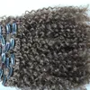 Clip de cheveux brésiliens bouclés en extensions de cheveux humains non transformés couleur brun noir naturel 10-28 INCH afro kinky curl style