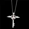 925 Sterling Silver Pick a Pearl Cage Heart Key Wing Locket Pendant Collana Boutique Lady Gift