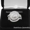 Choucong Vintage Women 6mm Stone Diamond 10KT White Gold Filled 3-in-1 Engagement Wedding Ring Set Sz 5-11 Gift