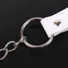 Sexy White Soft Bondage Slave Collar With Stainless Steel Leash #t89