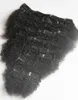 Moğol Sapıkça Kıvırcık Klip Saç Uzantıları 100g 9 ADET Afro Kinky Uzantıları 10 "-24" Klip Insan Saç Uzantıları