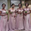Vestidos de dama de honor elegantes con hombros descubiertos Vestido de invitados de boda de sirena con apliques de encaje africano Vestidos de dama de honor sexy por encargo