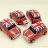 Tre färger Cool England BMW Mini Cooper bilform Modell USB 2.0 32GB Flash Drive Memory Stick Pendrive 8GB 16GB 64GB 100% Real Full