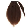 Venta al por mayor brasileña rizada recta cola de caballo cabello natural cabello humano extensiones de cola de caballo 10-22 pulgadas cabello humano virgen italiano Yaki