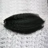 Грубые наращенные человеческие волосы Yaki Micro Loop 100 г Кудрявая прямая петля Микро-кольцо для волос 100% Человеческие микробусинки из бисера, сделанные из волос Remy