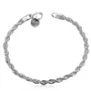 Pulseira de corda cintilante banhada a prata esterlina para homens e mulheres pulseira de prata 925 SPB2071197126