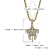 Lodowa gwiazda kroplowa wisiorka łańcuch łańcucha linowa sześcienne cyrkon urok Hip Hop Men Jewelry218p