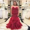 Plus size zeemeermin formele avondjurken lieverd kralen en pailletten avondkleding organza ruches bodem prom jassen