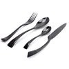 4ピースブラックローズ食器セットトップクオリティステンレススチールディナーナイフとフォークとティースプーンカトラリーセット