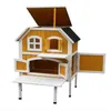 2-Story Wooden Raised Elevated Cat Cottage Pet House Indoor Outdoor Kennel Livestock poultry supplies cages & accessories