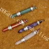 10Pcs New Design Large Green Aventurine Pendant Natural Red Jasper Amethyst Writing Brush Shape Amulet Talisman Clear Crystal Carved Pendant