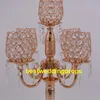 Elegante alto Casamentos Atacado Antigo candelabro de cristal de Ouro de Metal 5 braços Candelabros Centrais de mesa de casamento decoation best0279