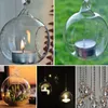 80mm Romantik Asma Tealight Tutucu Cam Küreler Terraryum Düğün Mum Tutucu Şamdan Vace Ev Otel Bar Dekorasyonu