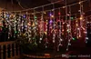 Guirnalda de luces de carámbano de cortina LED de Año Nuevo 5m 16.4ft Droop 96Led Fairy Garland Light para decoración de Navidad al aire libre