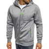 Herr sportig jacka zip up hoodie hoody långärmad dragkedja fast färg smal tröja casual gym huvtrockar toppar