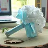 Menta hecha a mano dama de honor decoración de la boda flores de espuma rosa nupcial Bridemaid boda ramo satén romántico boda ramo cpa1261T