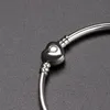 Luxury fashion Women Silver Bangle Bracelet Love Heart Bracelet for Pandora Charm European Beads Bracelet with Original box Jewelr342T