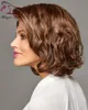 Evermagic Wavy Bob Hair Cut Medium Brown Full Lace Wig 130% Densitet Remy Human Hair Högkvalitativ Brasiliansk Bob Wig För Kvinnor