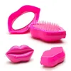 Peigne à cheveux en forme de lèvre Sexy Salon de massage brosse à cheveux bouclés brosse à cheveux de voyage portable avec outils de coiffure miroir
