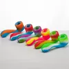 Silicone Tobacco Smoking Cigarette Pipe Water Hookah Bong Portable Shisha Hand Spoon Pipes Tools With Glass Bowl 519