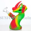 silicon smoke water pipe of 6.3 inch Dragon silicone hookah with glass bowl mixed colors 502