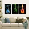 3 -częściowy streszczenie gitara Flame HD Wall Picture Decor Home Decor Art Ralut na płótnie na salon bezframent1674658