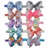 20pcs jojo 4inch Pastel flora ombre Rainbow ribbon hair bows with stretchy hair bands Dance cheer Elastic head bands hair Accessories FD291