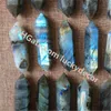 Labradorite polie Double Terminé Healing Wand Point Facettes Naturel Labradorite Cristal Flash Magique Minéral Reiki Pierre Métaphysique