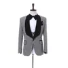 Anpassa Houndstooth Groom Tuxedos Shawl Lapel One Button Side Vent Män Bröllop Blazer Men Prom Dinner Business Suit (Jacka + Byxor + Tie + Vest)