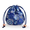 Mini Chinese Silk Jewelry Pouch Satin Floral Drawstring Gift Bag Round Bottom Packaging Bags Sachet 3pcs/lot