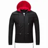 Hooded Nylon Windbreaker Jacket Knitted Collar Zipper Pockets Elastic Cuff Adjustable Hem Lightweight Outerwear