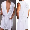 4 colors-Men's Underwear Leisure Sleep Lounge Robe Hooded Sexy Soft Gown Pajamas Bathrobe With a Hood