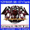 Black flames hot Body+Tank For YAMAHA Thundercat YZF600R 96 97 98 99 00 01 229HM.11 YZF-600R YZF 600R 1996 1997 1998 1999 2000 2001 Fairing