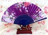 Portable Japanese Fabric Hand Fan 50pcs Bamboo Floral Craft Silk Folding Fans for Weddings Party Women Favor Fan Wholesale