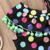 Dois estilos de Verão Crianças Meninas Do Bebê Dot Swimsuit Tow-piece One-piece Bowknot Maiôs Biquíni Swimsuit Borlas Pontos Coloridos Beach Wear