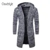 CloudStyle 2018 New outono inverno mens suéteres médio longo comprimento Cardigan Slim Fit Camisola Casual