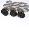 Vierge Péruvienne Argent Gris Ombre Bundles de Cheveux Humains Offres Vague de Corps Foncé Racine Ondulée 3Pcs 1B / Gris 2Tone Ombre Vierge Cheveux Tisse Extensions