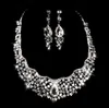 Nouveau romantique brillant perlé strass mariée diadème collier boucle d'oreille ensembles de bijoux perles accessoires de mariage pour la soirée de mariage JLO23
