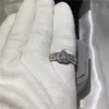 Vecalon Herz Schmuck Ehering Ring Set für Frauen 1ct 5A Zirkon Cz 10KT Weißgold gefüllt weiblichen Verlobungsring